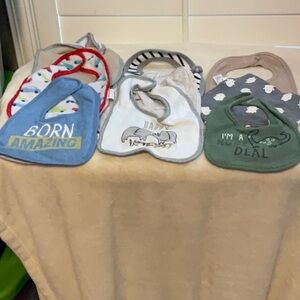 Colorful Baby Bib Set - Blue, Green, Gray